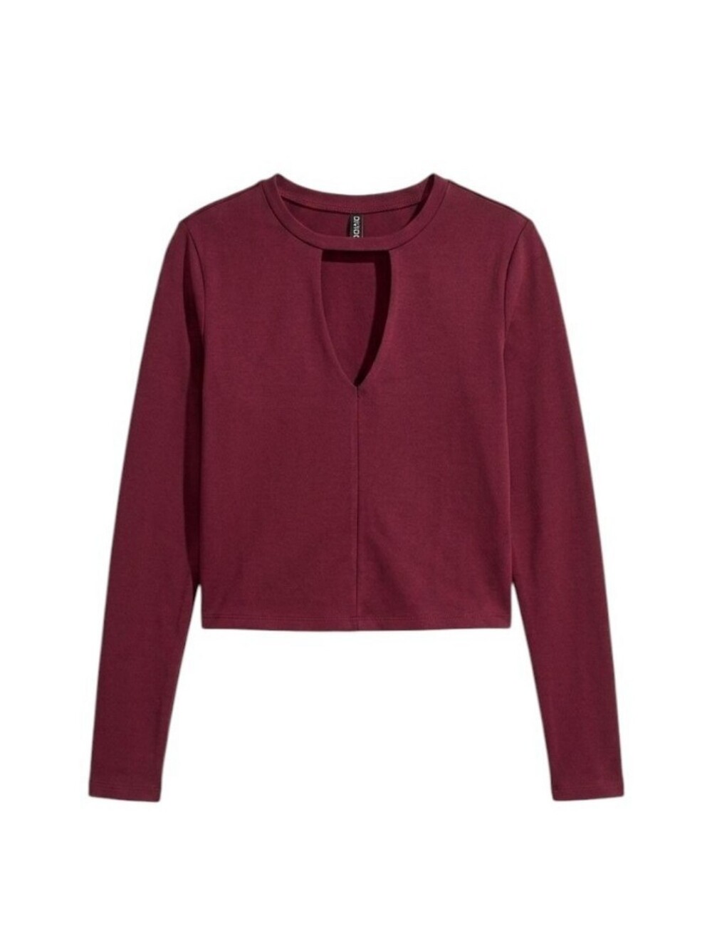 H&M Divided Deep V Cutout Keyhole Front Long Sleeve Crop Top | Size M